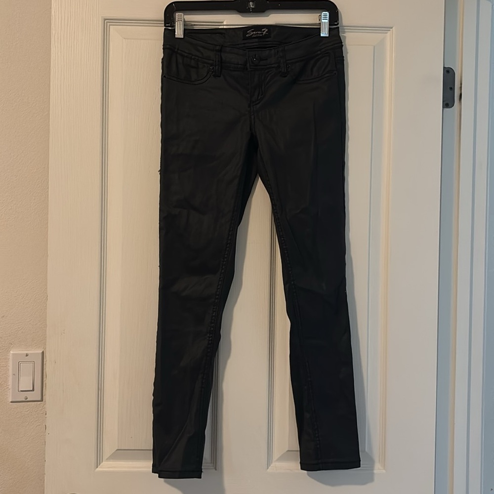 Seven7 Black Coated Skinny Jeans Sz 2P